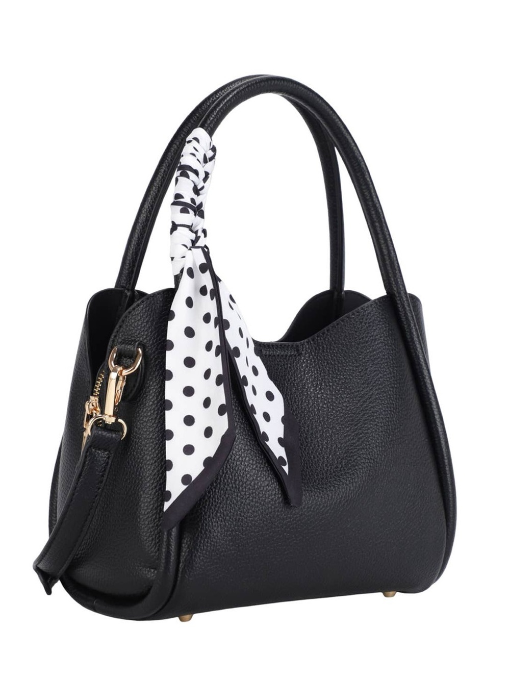 NWT! KATESPADE INSPIRED Kayla + Ava PHEOBE BUCKET BAG WITH POLKADOT SCARF, BLACK